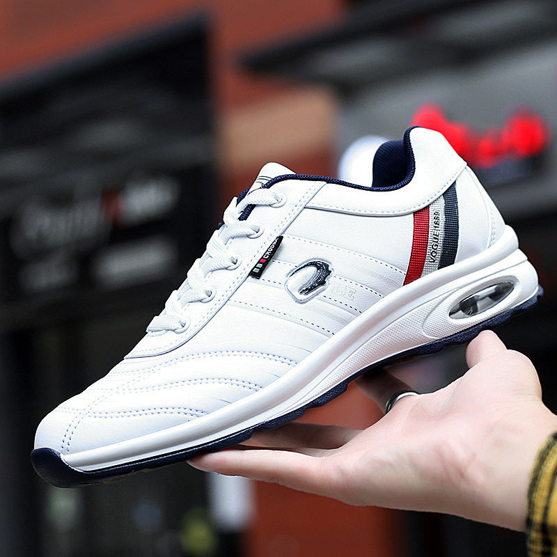 Men's Casual Leather Sneakers Flat Heel Dad Shoes