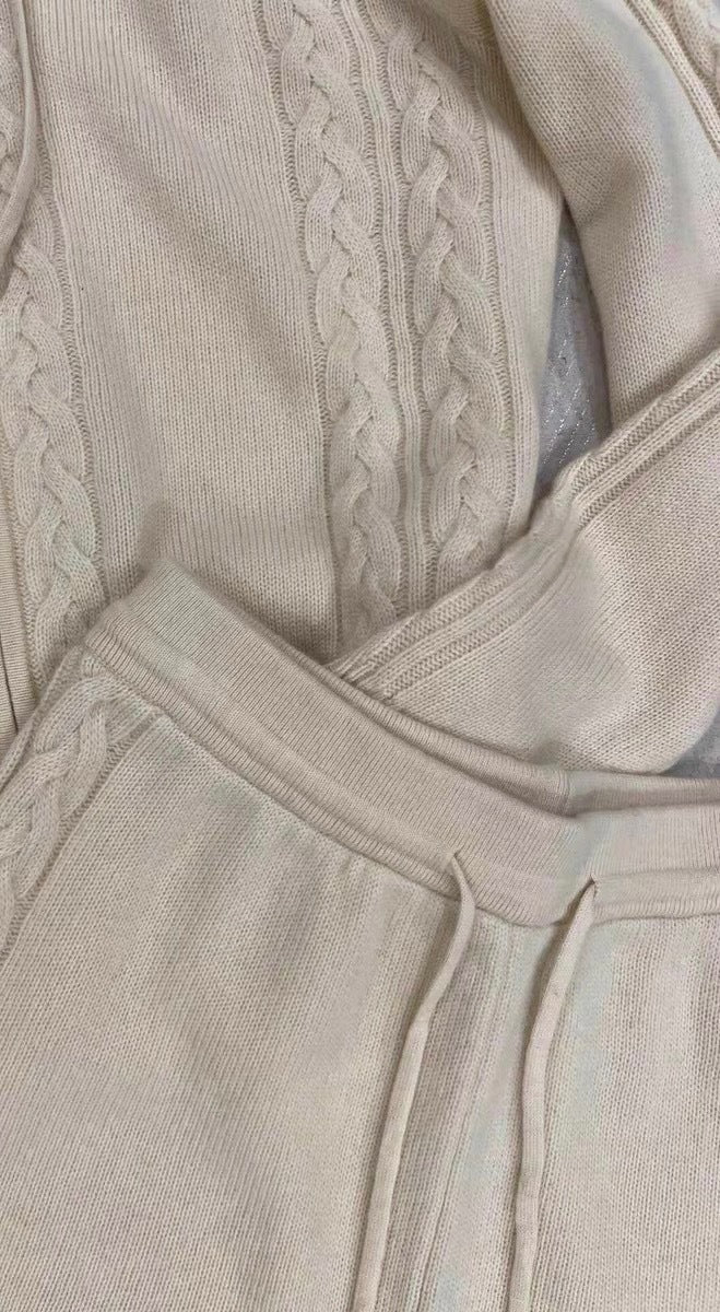 طقم بدلة بغطاء رأس بسحاب وتصميم كشمير ملتوٍ للنساء باللون الرمادي والجملي والأبيض بمقاسات S-XL