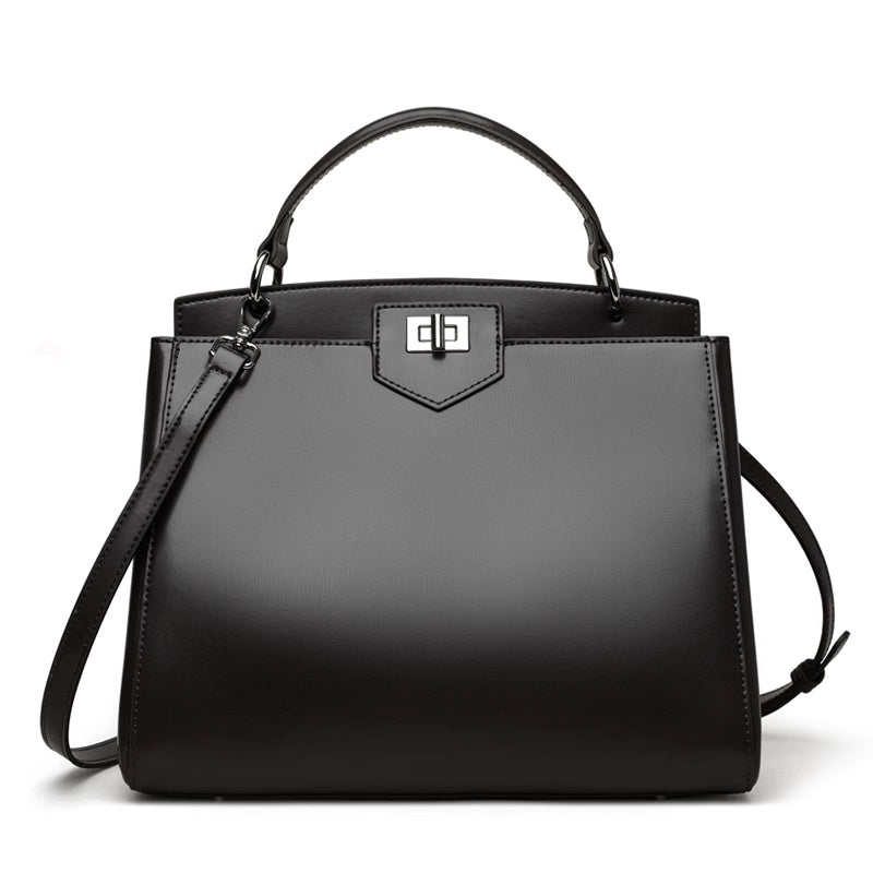 Sac à main en cuir de vachette double couche grande capacité pour femme