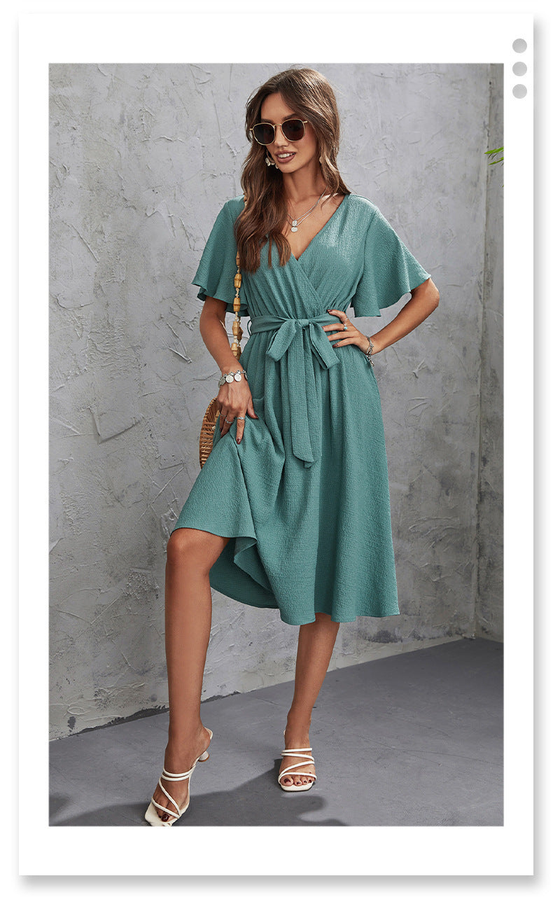 Women's Summer Waist Dress in Peacock Blue, Sizes S-XXL