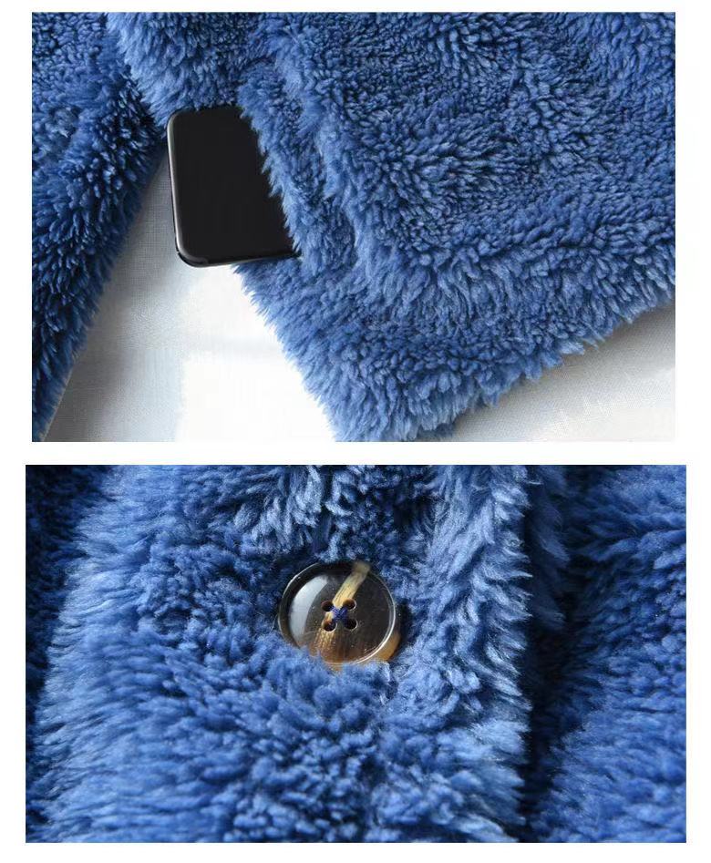 Manteau Fille Cachemire Épais Tout-en-un avec Fourrure