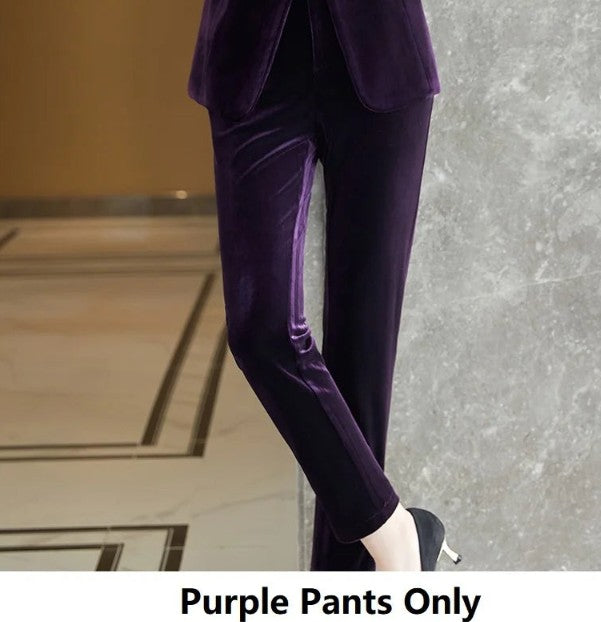 Women's High-End Gold Velvet Suit Jacket with Pants