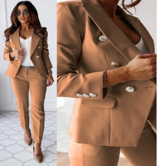 Women's Office Business Set Polyester Coat and Pants