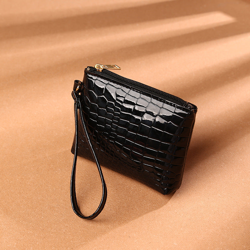 PU Leather Crocodile Pattern Solid Color Clutch Purse Bag