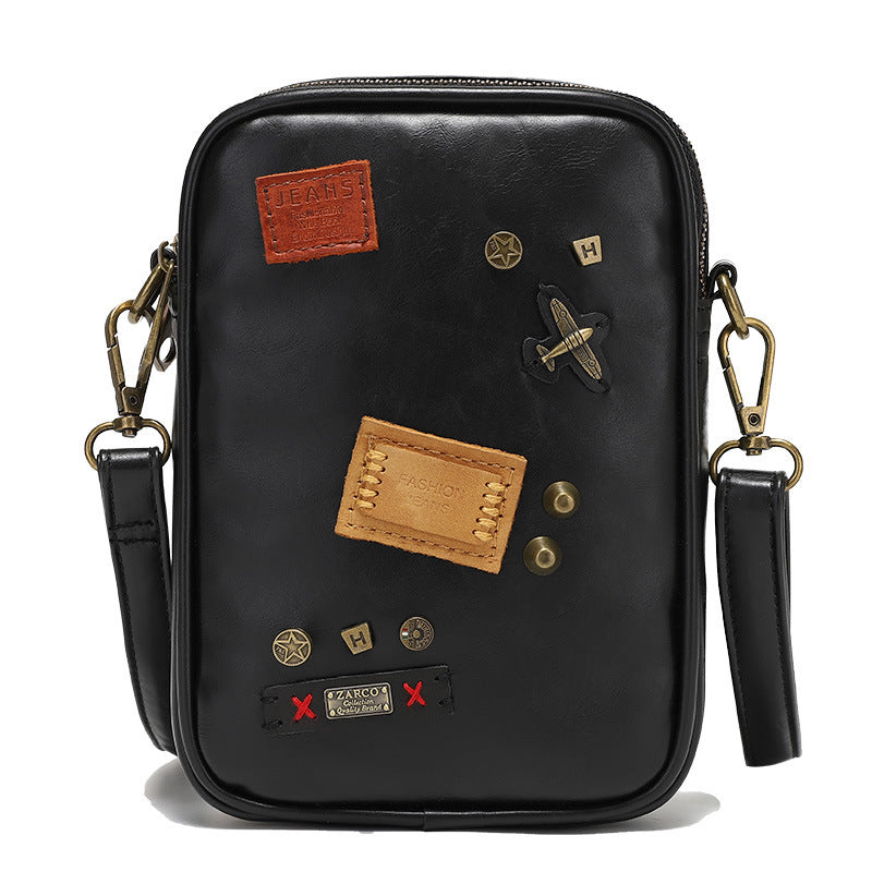 Men's Street Fashion PU Leather Crossbody Phone Bag in Black & Coffee