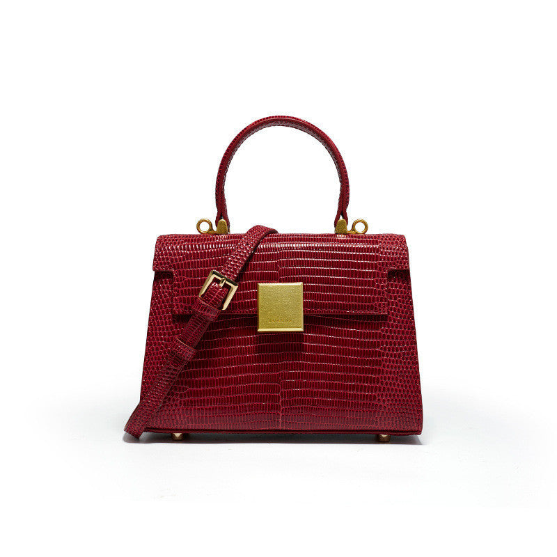 Bordeaux Red Vintage Leather One-Shoulder Messenger Bag