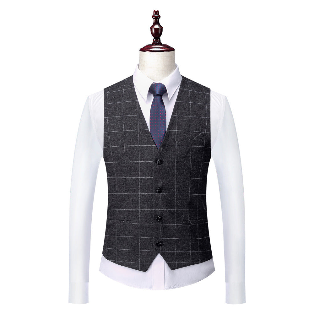 Men's Slim Fit Dark Grey Business Wedding Groom Suit Polyester
