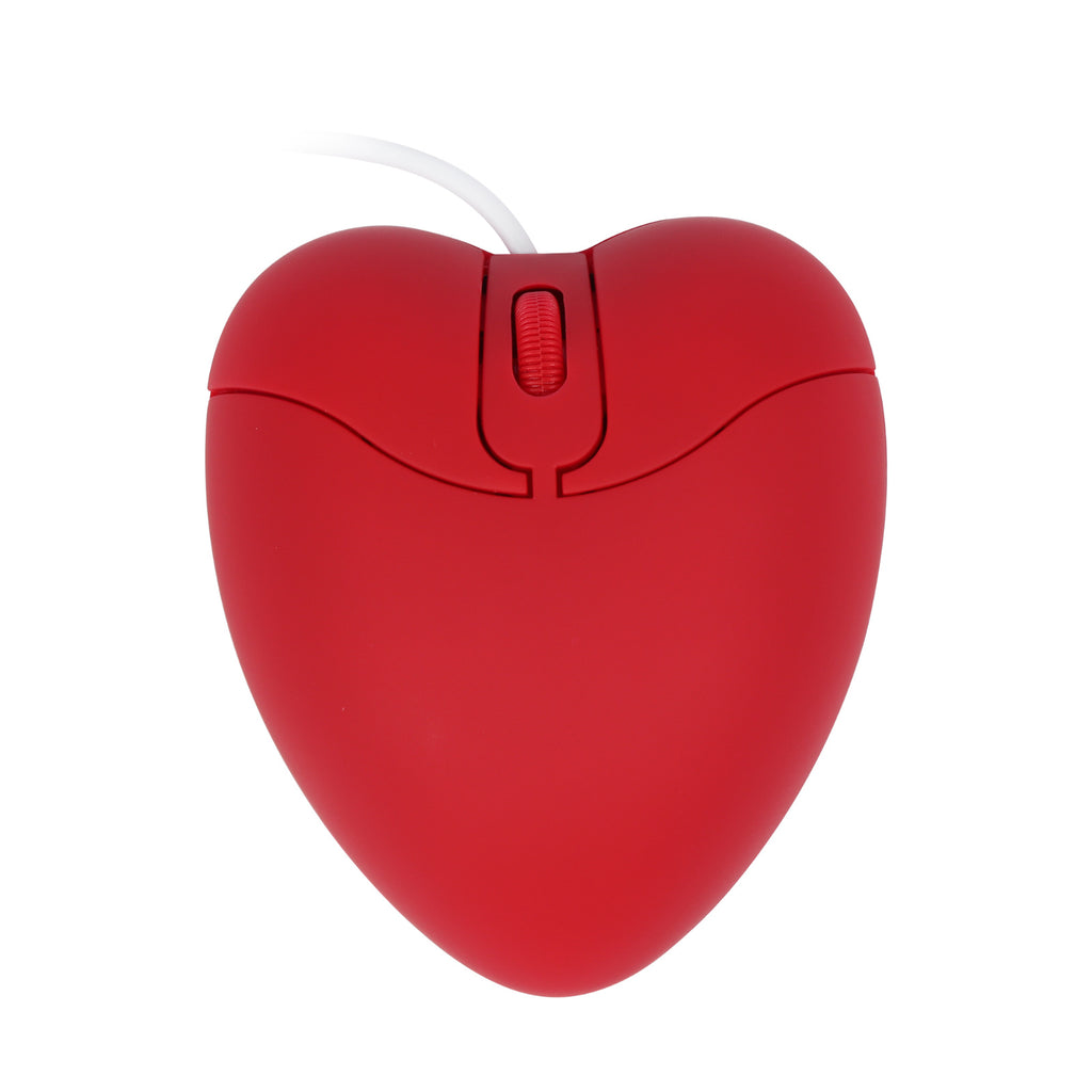Souris Optique Filaire Mignonne en Forme de Cœur Rouge 1200 DPI