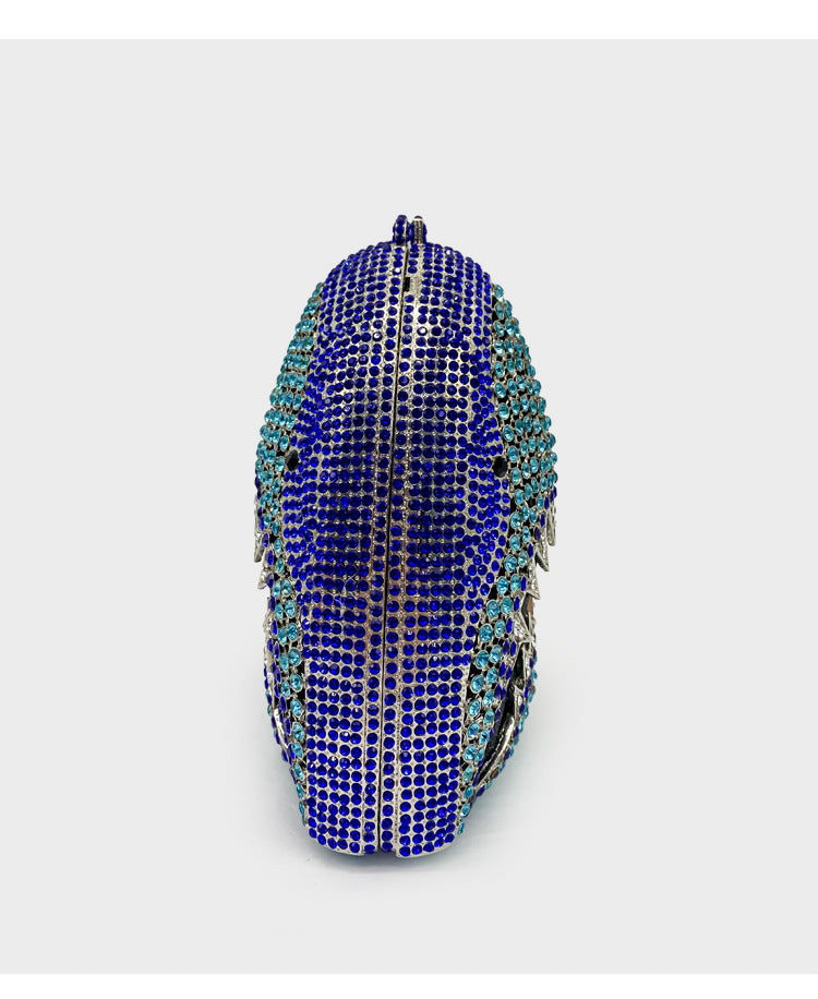 Metal Shark Head Rhinestone Funny Party Clutch