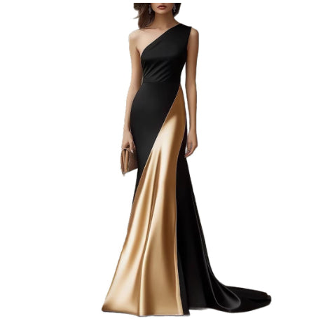 Elegant Black Satin Mermaid Dress for Women