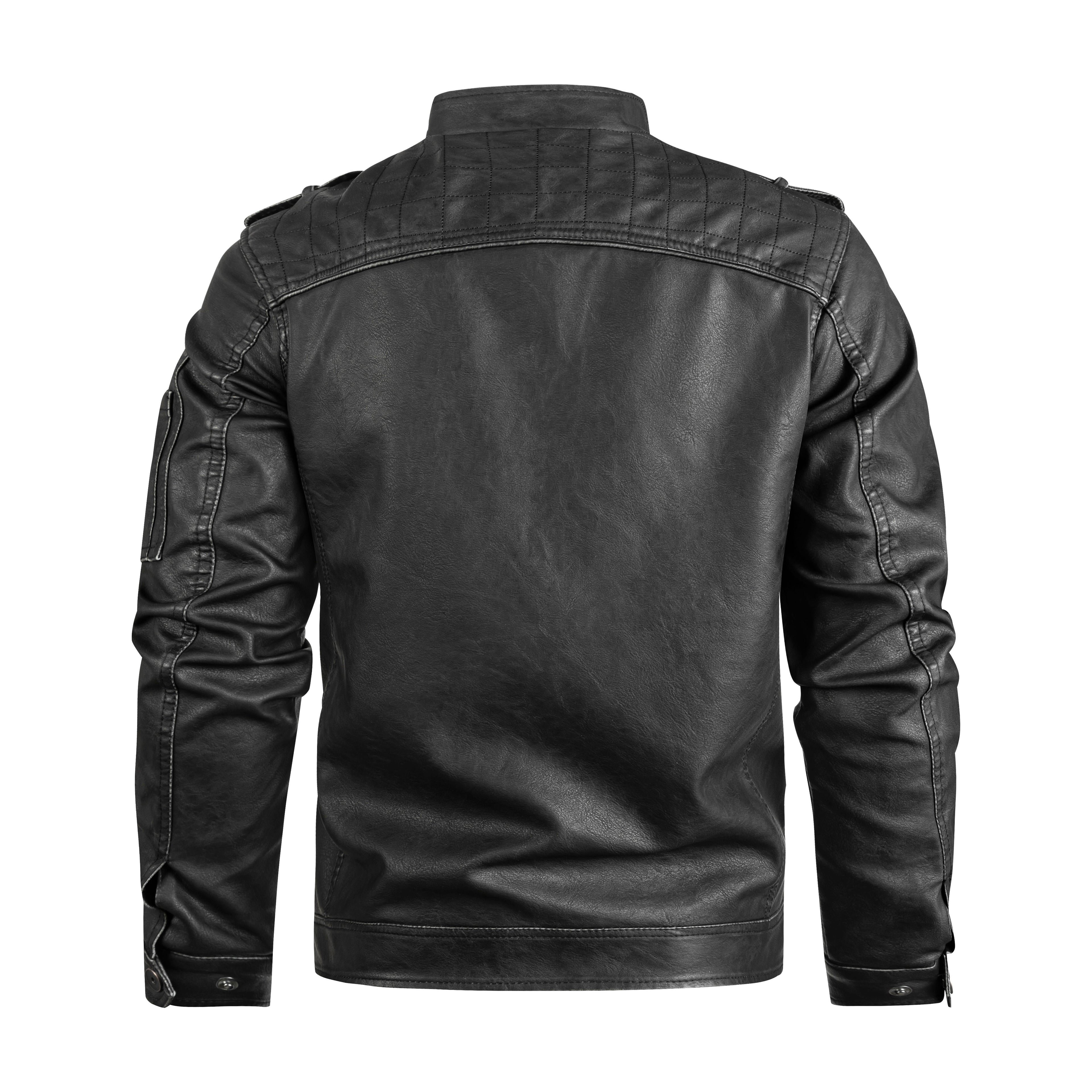 Men's Black PU Leather Vintage Motorcycle Biker Jacket