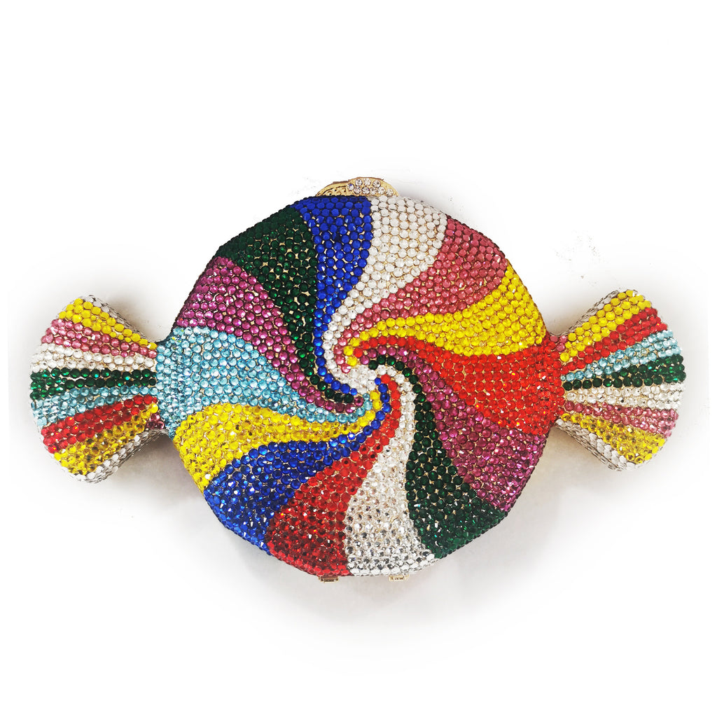 Mini pochette ornée de diamants fantaisie, de bonbons et de perles
