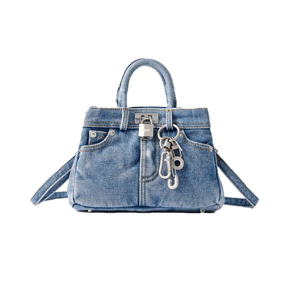 Retro Washed Denim Handbag Easy Matching