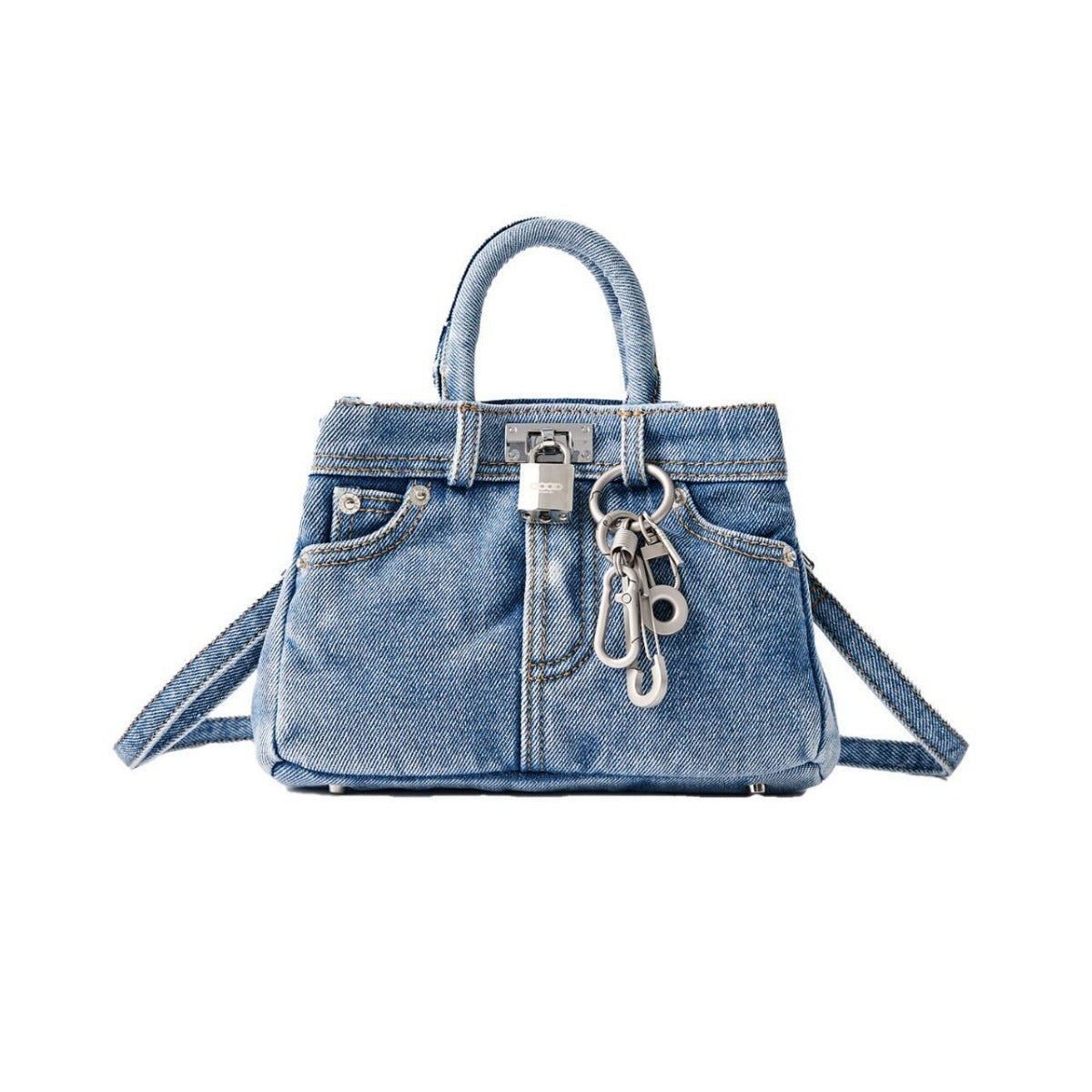 Retro Washed Denim Handbag Easy Matching