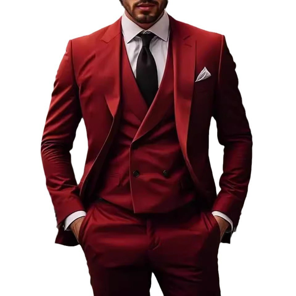 Plus Size Three-Piece Cotton Blend Dress Suit