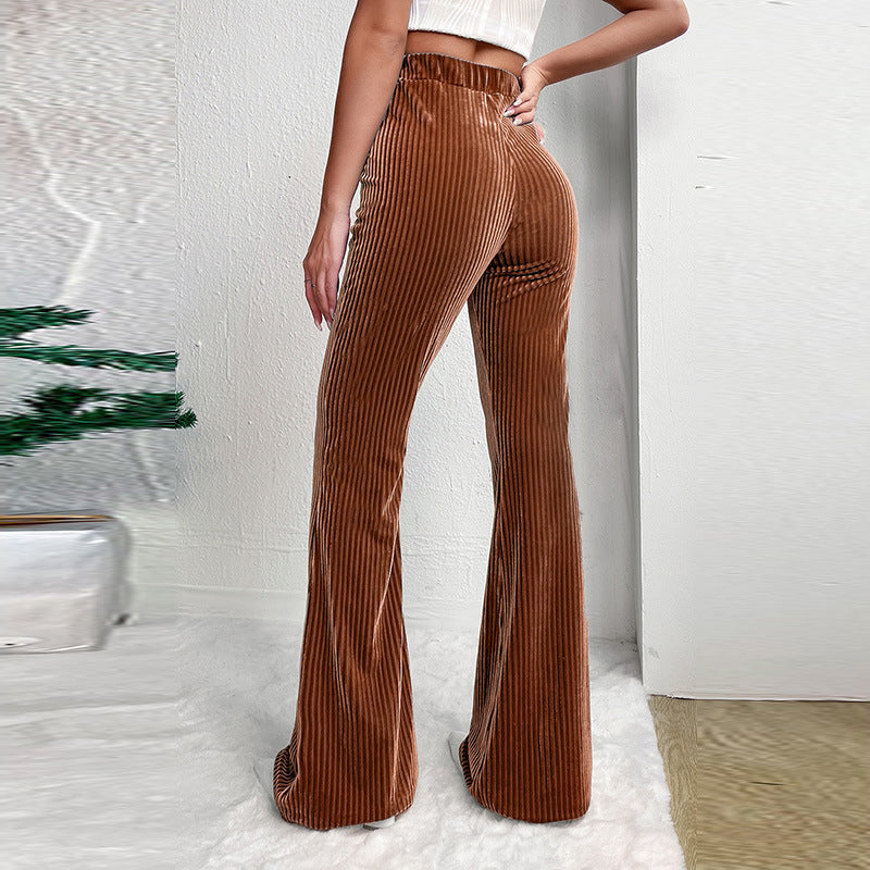 Women’s Corduroy High Waist Wide-Leg Casual Pants