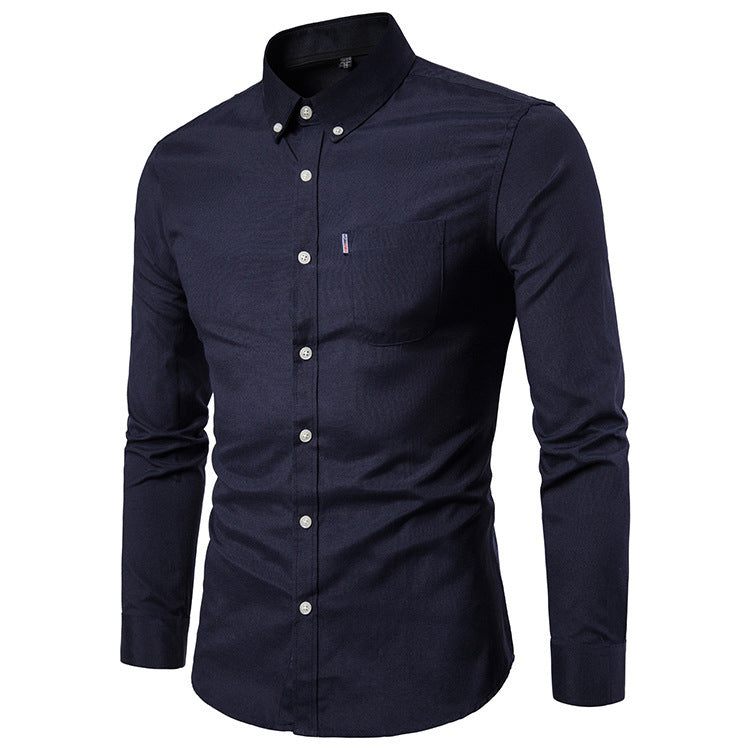 Men Shirts Slim Long Sleeve Dress Shirt