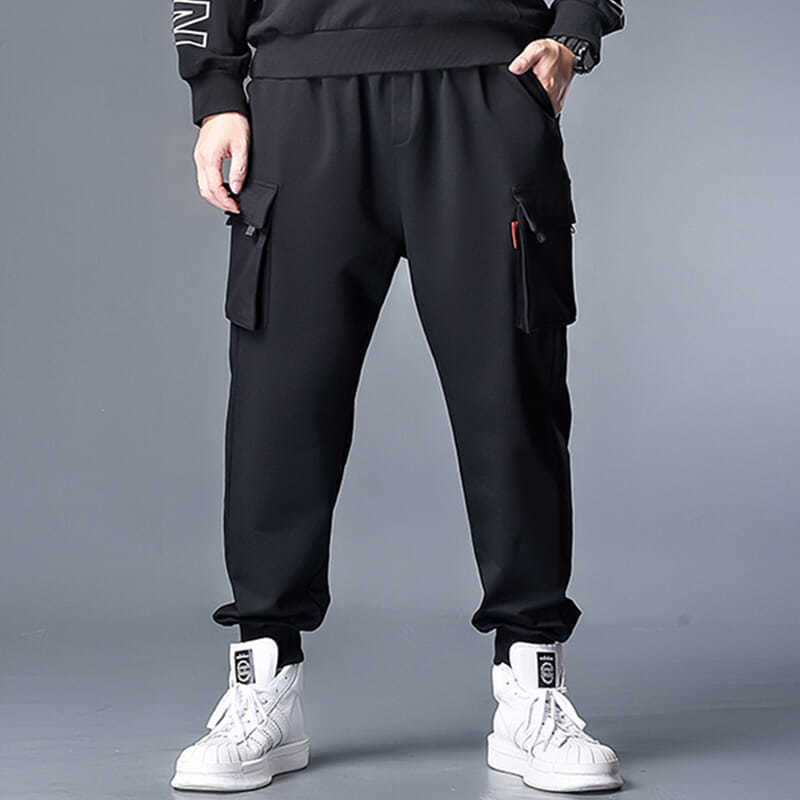 Pantalon de Travail Décontracté pour Hommes Grande Taille en Polyester Coupe Ample avec Chevilles Resserrées