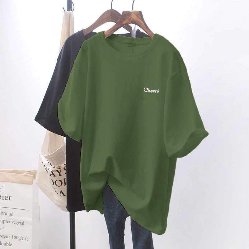 Design Sense Chic White Loose Short-Sleeve T-Shirt for Women
