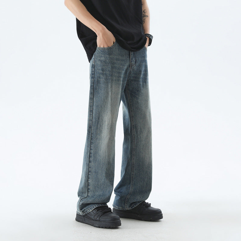 American Retro Men's Blue Denim Casual Long Pants