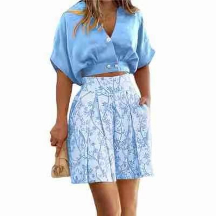 Short Sleeve Shirt and Shorts Fashion Suit for Women