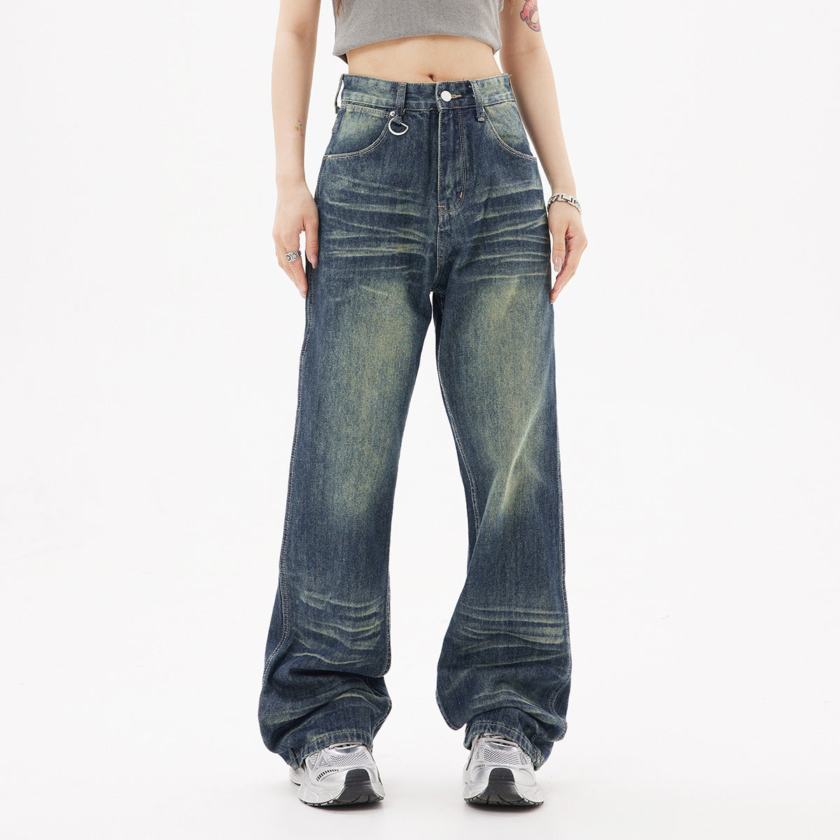 Distressed High Street American Blue Jeans