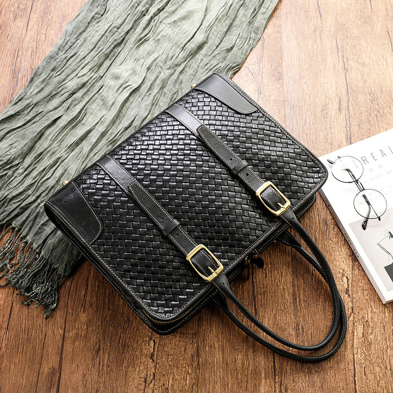 Women's Hand-Woven Vegetable Tanned Full-Grain Cowhide Leather Handbag