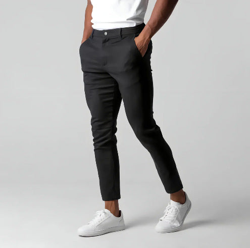 Men's Slim Fit Business Suit Pants Gray Straight