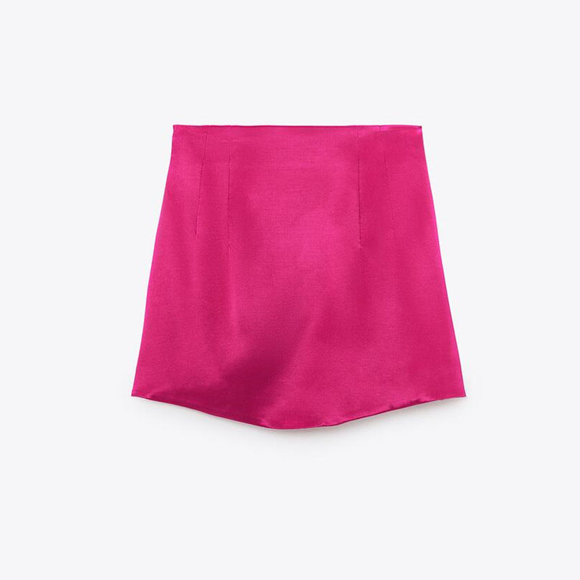 Women's Silk Blend Satin Texture A-Line Mini Skirt
