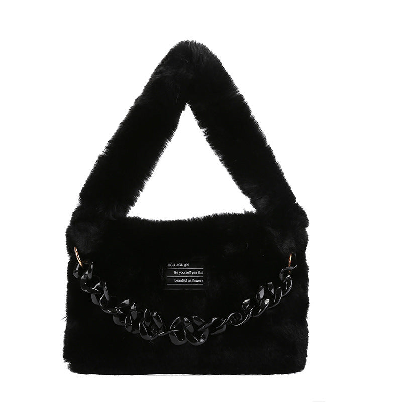 Ladies Plush Acrylic Chain Bag – Small & Large Sizes