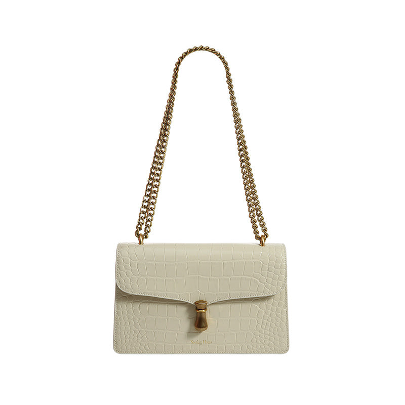 Niche Leather Women's One-Shoulder Messenger Chain Bag with Crocodile Pattern