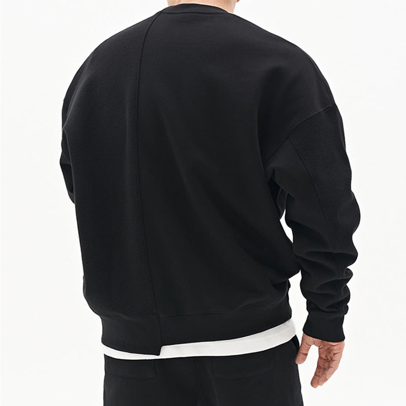 Men's Loose Round Neck Pullover Sweater Cotton Blend
