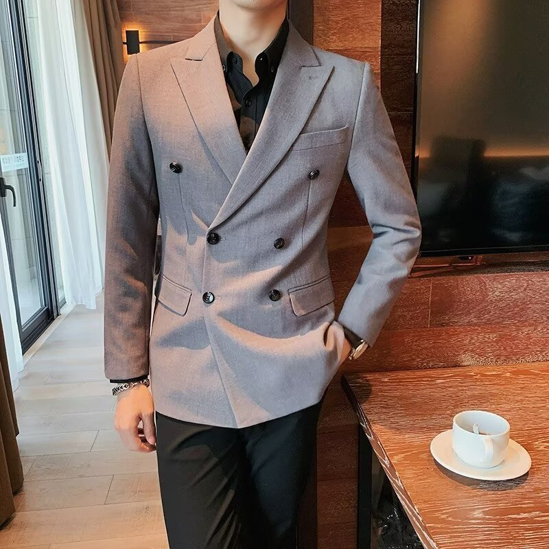 Men's Casual Solid Color Double-Breasted Corduroy Jacket