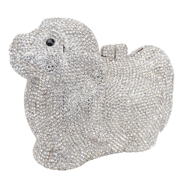 Diamond Pattern PU Dinner Bag with Hand Hold 16x13x7cm