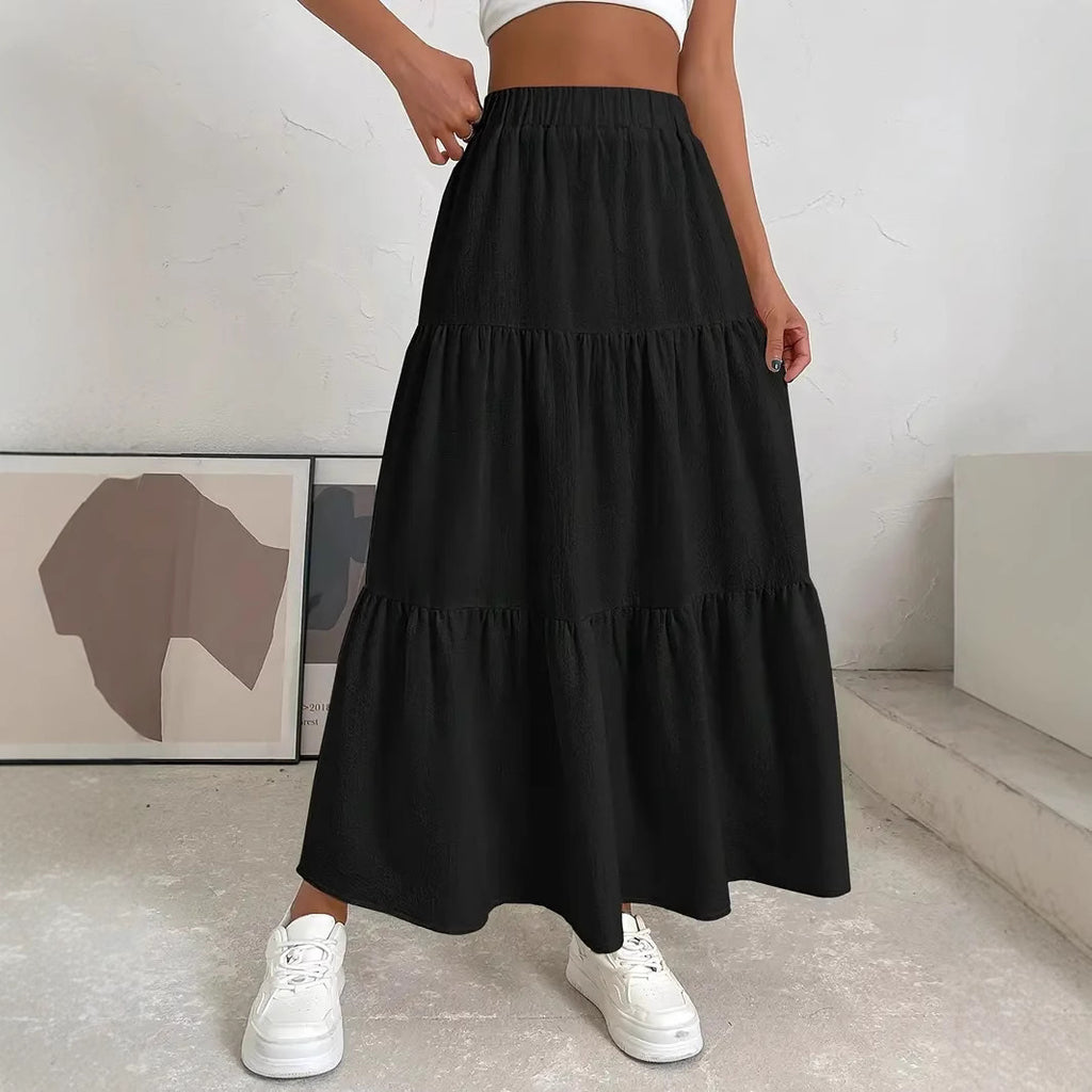European & American Style Women’s Summer Bohemian Pleated Layered Long Skirt