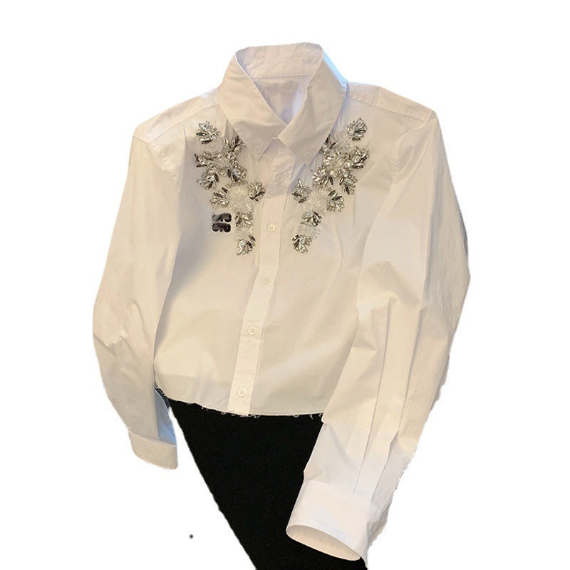 Women's Fashion Heavy Industry Nailed Beaded Top