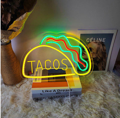 Enseigne néon LED Hamburger Pizza