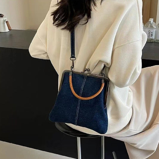 Female Worker Denim Stitching Shoulder Bag