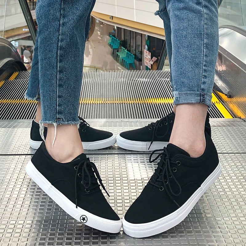 Chaussures de sport et de danse en toile à lacets pour hommes - Blanc et noir, tailles 39-45