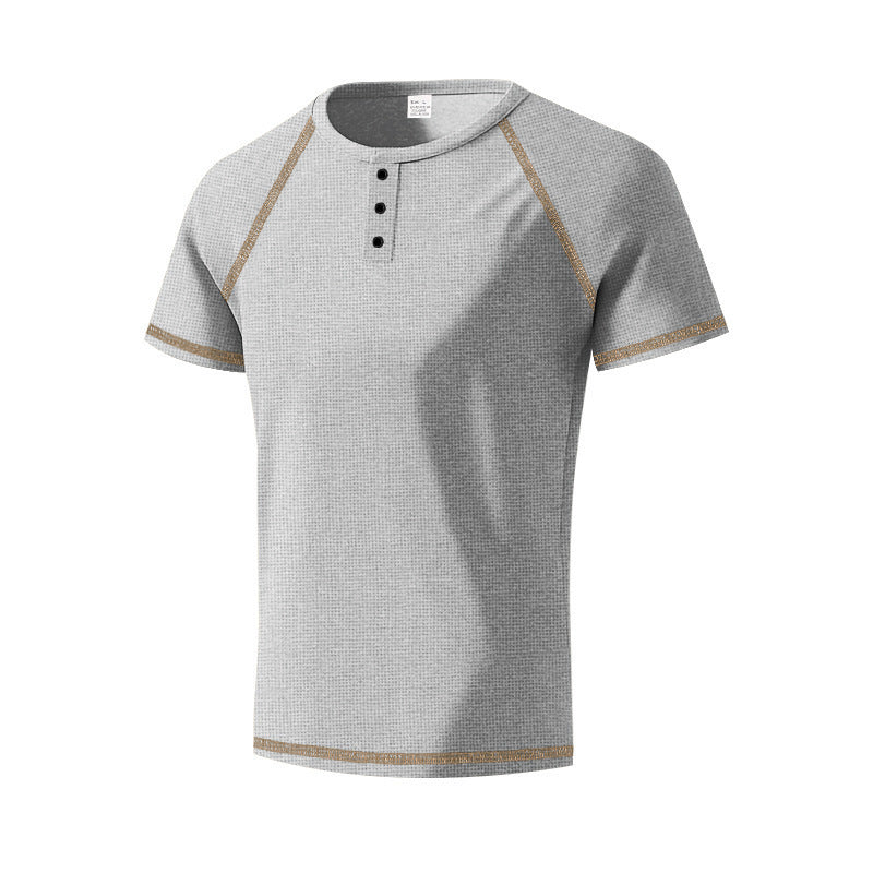Heavy Contrast Color Raglan Slim Pullover T-Shirt