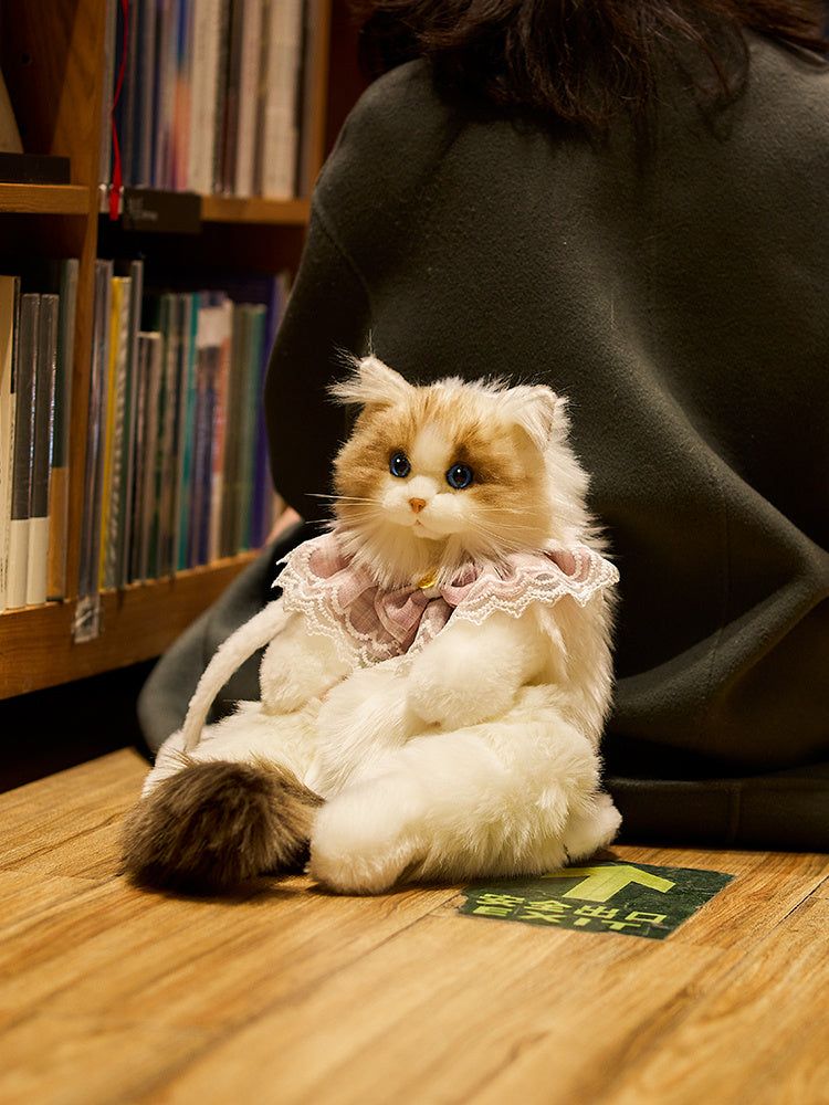 Cute Plush Girls' Ragdoll Backpack Doll with Pink Scarf, 50cm