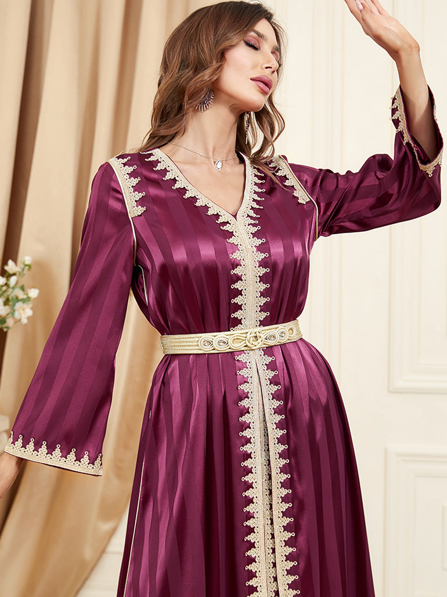 Satin Two-Piece Evening Dress for Arabian Women in Multiple Sizes and Colors