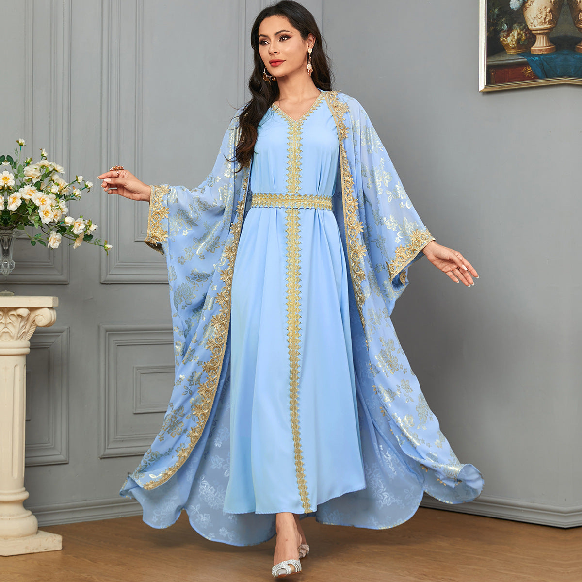 Cardigan Polyester Arab Robe Dress