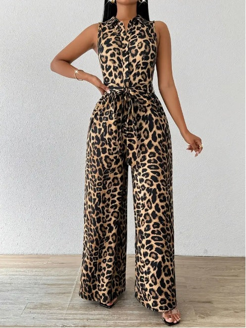 Women's Wide-Leg Floral Jumpsuit with Belt