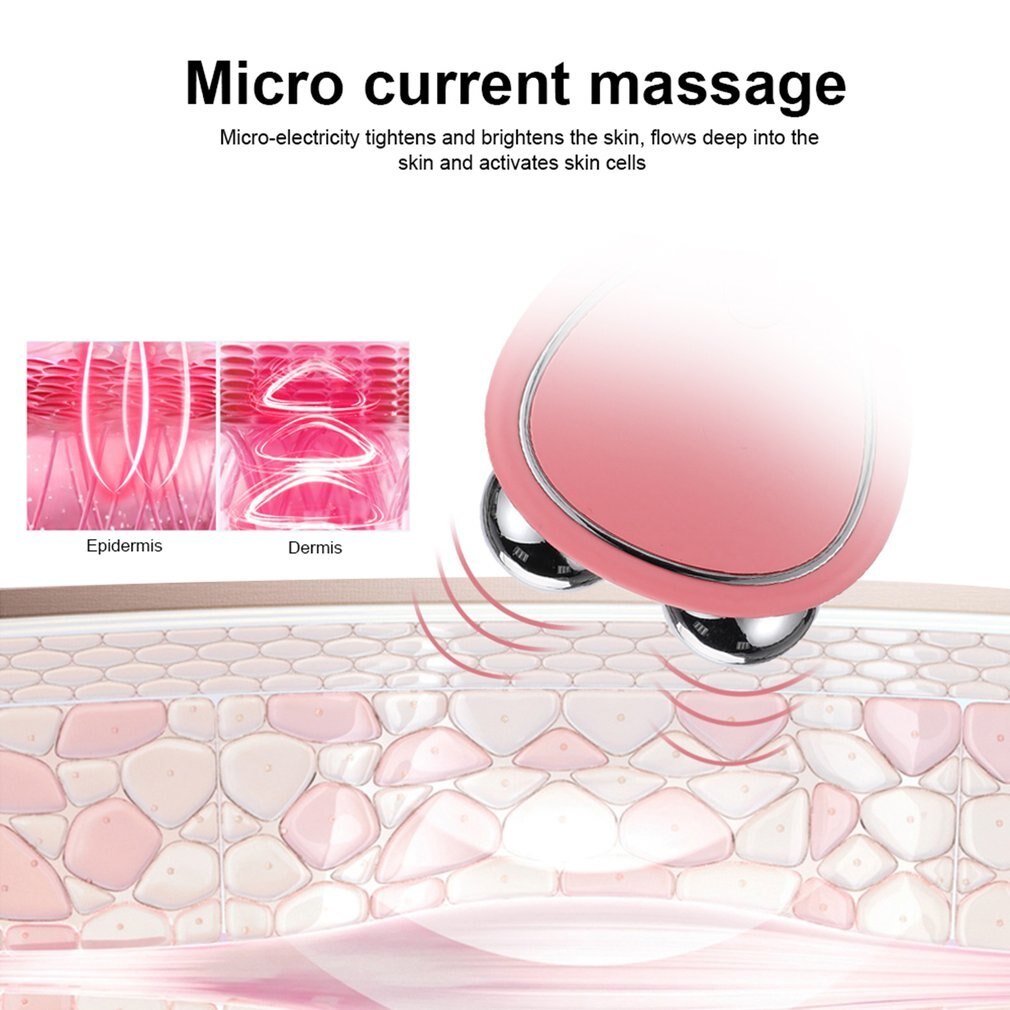 Portable Micro-Current Facial Beauty Instrument with Double Roller Massager for Lifting, Thinning & Reducing Edema