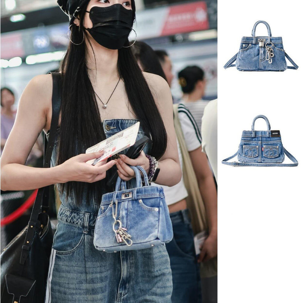 Retro Washed Denim Handbag Easy Matching