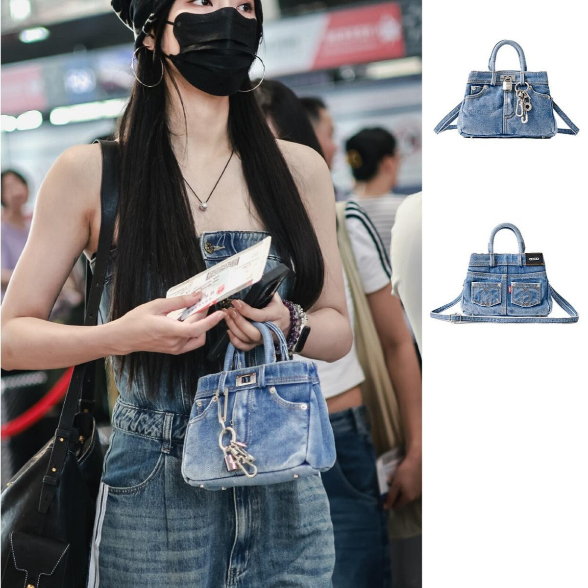 Retro Washed Denim Handbag Easy Matching