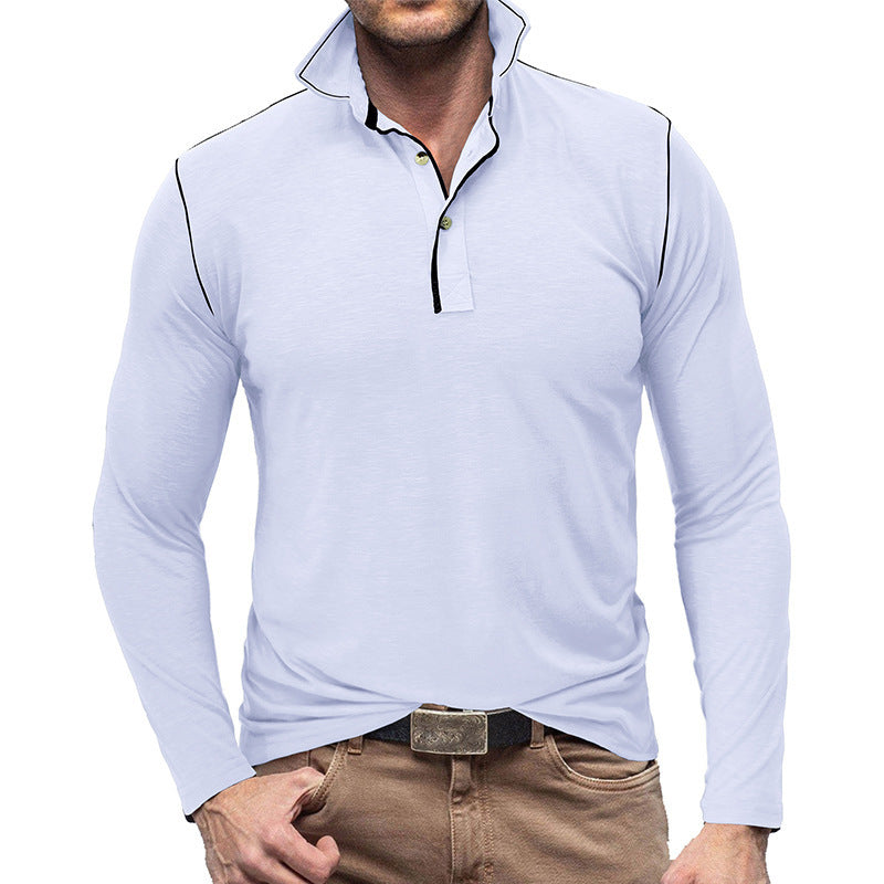 Men's Long Sleeve Henley Lapel T-Shirt Top