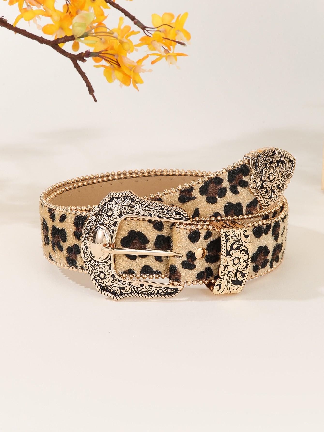 Ceinture en cuir PU large avec strass et boucle en alliage pour femme 3.8CM x 103CM
