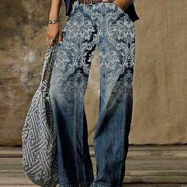 Jeans évasé ample décontracté à motif 3D diagonale
